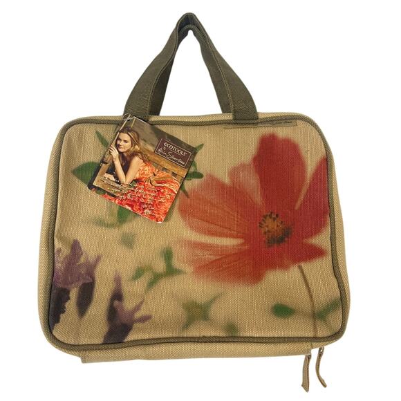 NWT Ecotools Alicia Silverstone 2009 Limited Edition Travel Bag Floral Granola - Picture 1 of 11